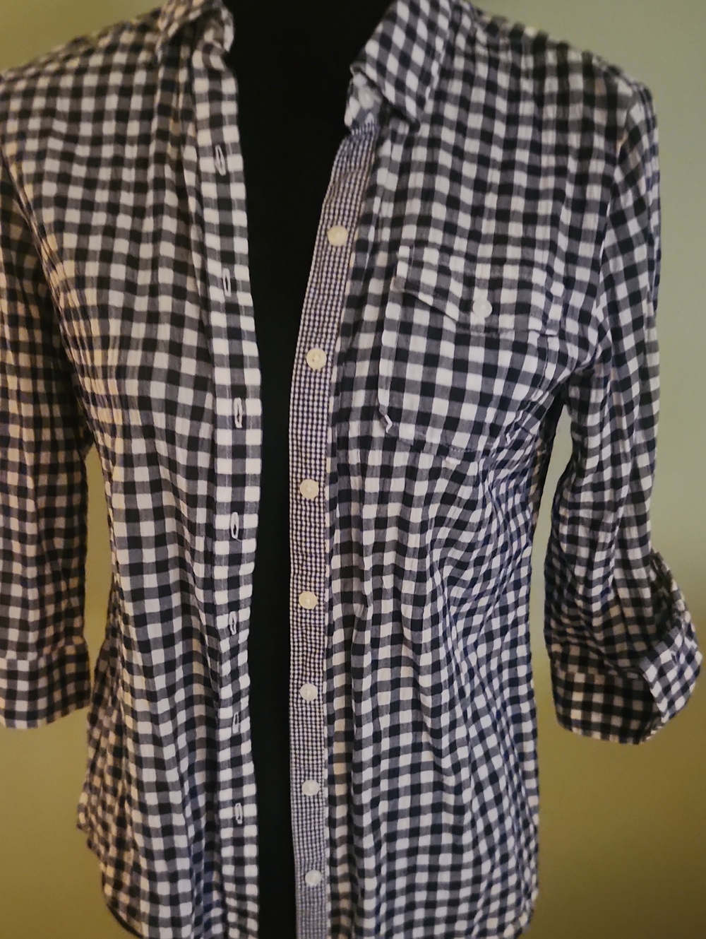 Black & White Gingham Button-Down Shirt for Men